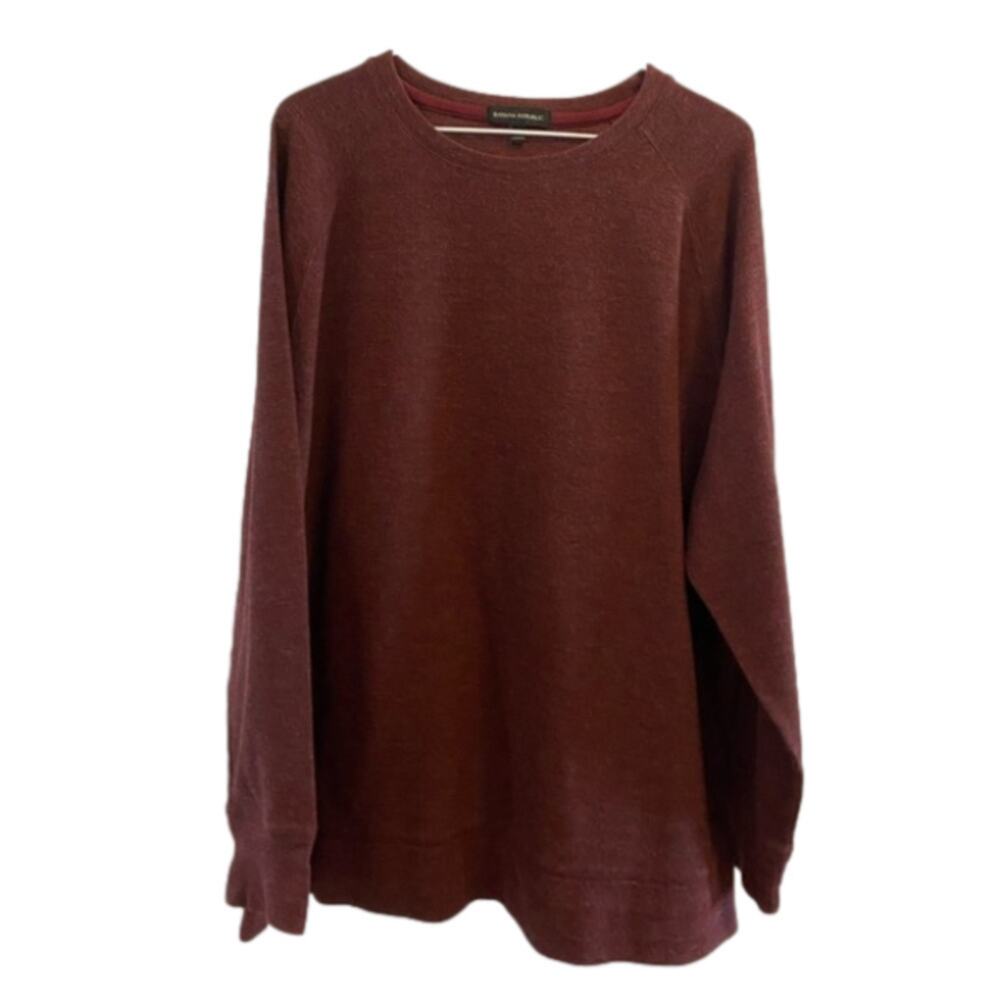 Banana Republic Men's XXL Staple Heathered Burgundy Long Sleeve Knit Pullover